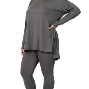 PLUS BRUSHED DTY MICROFIBER LOUNGEWEAR SET